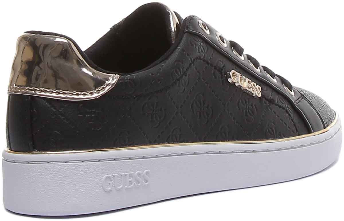 Guess Beckie Women's Lace Up Casual Sneakers In Black Gold - Image 3