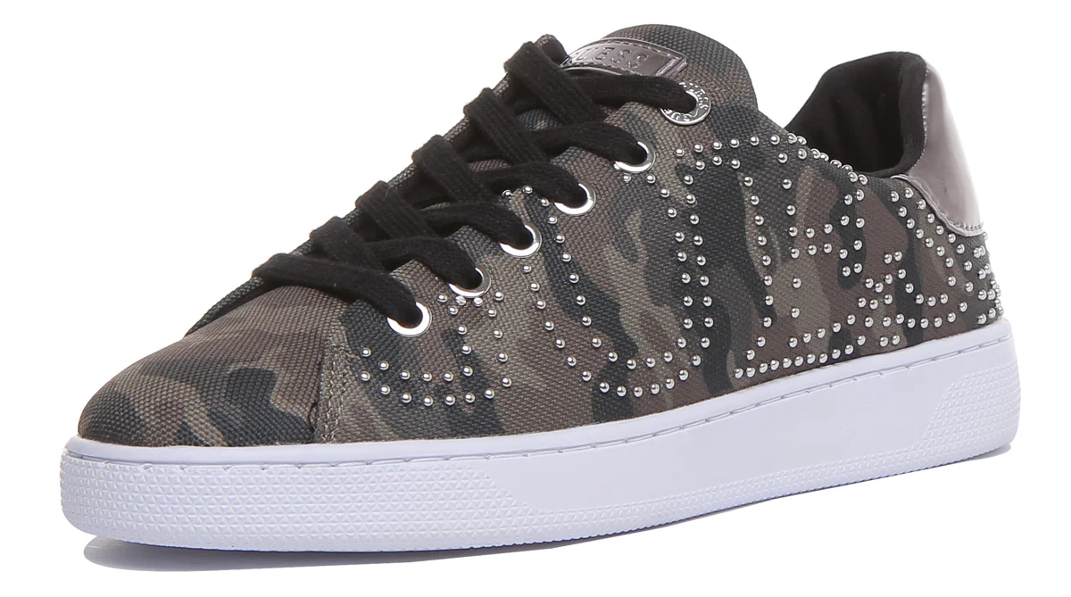 Guess Razz 2 Active Women's Lace Up Stud Logo Sneakers In Olive - Image 6