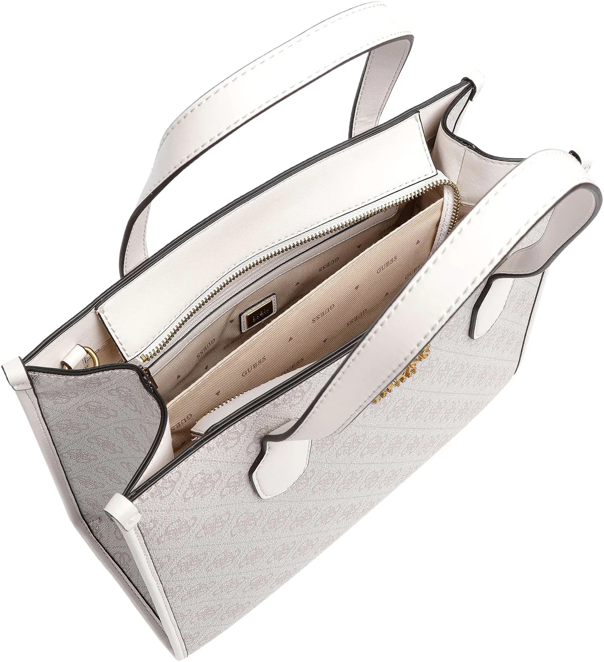 Guess Silvanna Tote Bag In White Beige For Women - Image 4