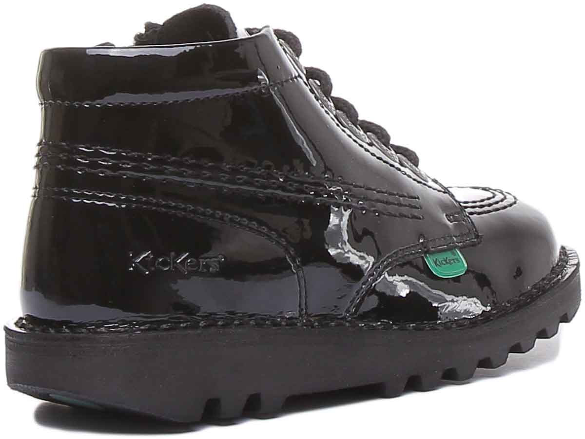 Kickers Kick Hi Zip In Black Patent in Infants UK Size 5 - 12 - Image 3